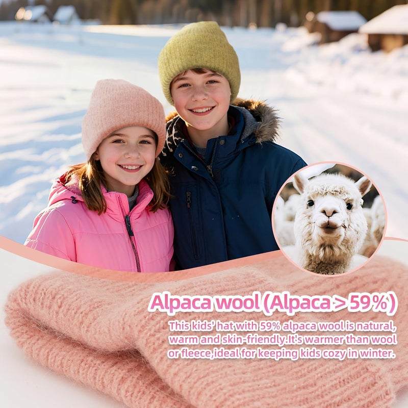 Silk Dream Alpaca Winter Hats for Kids Beanies Boys&Girls Toddler Beanie Hat Alpaca Wool Soft Fuzzy Warm Gift - Image 3